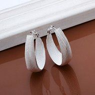 Women Fashion 925 Sterling Silver Plated Hoop Mesh Dangle Earring Studs Jewelry N2
