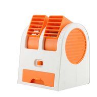 AMA(TM) Portable Dual Mini USB Battery Fan Car Vehicle Fan Air Conditioner Cooler (Orange)