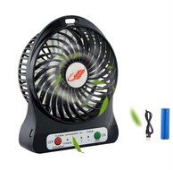 Intsun&reg; Portable F95B 4 Leaves 3 ranges Mini USB Rechargeable Cooling Palm Leaf Fan with 1850li-ion Battery (Black) N2