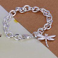 Charm Bangle Chain Bracelet New Women's Jewelry 925 Silver Plated Crystal Cuff N10