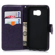 Galaxy S6 Case,Samsung Galaxy S6 Case - Wallet Flip Stand Case Embossed Plants PU Leather Case Shockproof Soft... N10