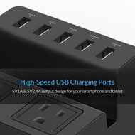 ORICO Charging Stand Surge Protector with 5 USB Ports and 2 AC Outlets Built in 5 Feet Cord Power Strip N6