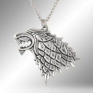 Vintage Game of Thrones House of Stark Wolf Fire Direwolf Pendant Necklace Gift