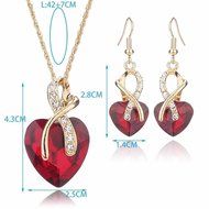 Jewelry Sets- Morenitor[TM] Gold Plated Austrian Crystal Heart Shape Necklace Earrings Set. N2