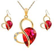Jewelry Sets- Morenitor[TM] Gold Plated Austrian Crystal Heart Shape Necklace Earrings Set. N4