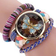 AutumnFall&reg; The Sleek Stylish and Chic Knit Bracelet Butterfly Watch Ladies Decorative (Hot Pink) N5