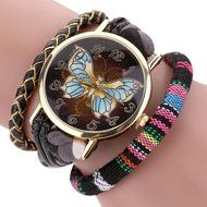 AutumnFall&reg; The Sleek Stylish and Chic Knit Bracelet Butterfly Watch Ladies Decorative (Hot Pink) N6