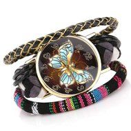 AutumnFall&reg; The Sleek Stylish and Chic Knit Bracelet Butterfly Watch Ladies Decorative (Hot Pink) N7