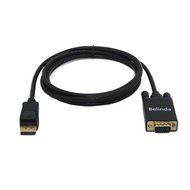 Belinda&reg; Gold Plated DisplayPort to VGA Cable 6 Feet Black MALE to MALE for DisplayPort Enabled Desktops and Laptops... N3