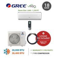 Gree VIR30230-145835 - 30,000 BTU 18 SEER Wall Mounted Mini Split Air Conditioner with Heat Pump 220V &amp; 35&#039; Line...