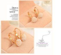 Fashion Women Lady Elegant Pearl Beads Ear Hoop Dangle Earrings Jewelry Gift N2