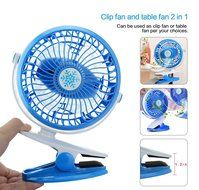 Touchshop Portable Mini Clip Fan Powered by Rechargeable Battery/USB Vertical and Horizontal 360 Degree Rotation... N2