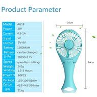 Megadream Portable USB Rechargeable 18650 Battery Operated Foldable Desk Personal Hand Held Cooling Fan with Big... N2