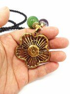 QTMY 3D flowers diamond Black bead Choker Necklace long Chain Bohemian Jewelry with Pendant N4