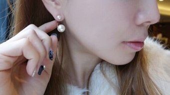New Fashion Women's Stud Earrings Gold Filled Double White Freshwater Pearl