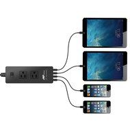 FlePow Portable Power Strip Surge Protector Travel Charger with 2 AC Plugs and 4 USB Charger Ports for iPhone,... N8
