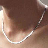 Men's Woman Stainless Steel 4mm Silver Plating Chain Necklace Jewelry17.6"-19.6"