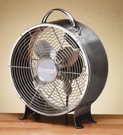 Deco Breeze Round Retro Table Fan, Stainless Steel, 12-1/2-Inch by 10-Inch