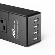 FlePow Portable Power Strip Surge Protector Travel Charger with 2 AC Plugs and 4 USB Charger Ports for iPhone,... N14