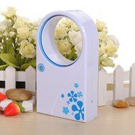 Mini Portable Bladeless Fan No Leaf Air Conditioner w/ USB Cable Desktop Blue N2