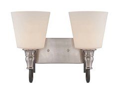 Jeremiah 28102-HIBNK Preston Hollow 2 Light Vanity Light Fixture with Frosted Glass, Hammered Iron/Brushed Nickel...