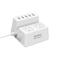 ORICO Charging Stand Surge Protector with 5 USB Ports and 2 AC Outlets Built in 5 Feet Cord Power Strip N11