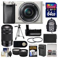 Sony Alpha A6000 Wi-Fi Digital Camera &amp; 16-50mm (White) with 55-210mm Lens + 64GB Card + Case + Battery &amp; Charger... N7