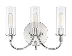 Jeremiah 38063-CH Modina 3 Light Vanity Light Fixture with Clear Glass, Chrome by Jeremiah