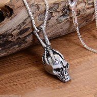 New Vintage Silver Skull Head Men's Pendant For Chain Necklace