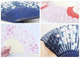 KYOYU Japanse Flower Pattern Silk Sensu Folding Fan,Pink