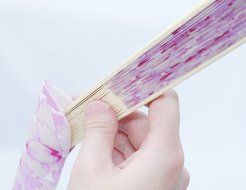 KYOYU Japanse Flower Pattern Silk Sensu Folding Fan,Pink N3