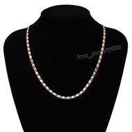 Real 24K Yellow Gold Filled Solid Cuban Curb Chain Mens Necklace 19.6 Inch 3mm N3