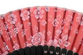 TANG DYNASTY(TM) High Quality Red Japanese Silks Hand Fan Cherry With Black fan rib Handheld Fan Jhf-156