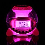 New Arrival Charming LED Light LCD Screen Multi 7 Color Changing Natural Sound Alarm Clock Calendar Temperature... N6