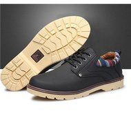 Spritech(TM) Men's Fashion British Comfort Non-slip Round Toe Work Shoe Flat Martin Boots Black N3