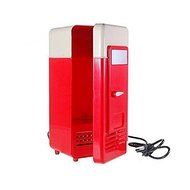 Portable USB Mini Fridge Cooler and Warmer for Home, Office, Car or Boat AC &amp; DC, RED N4