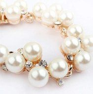 Fashion Jewelry Women Crystal Bib Pearl Statement Chunky Choker Pendant Necklace