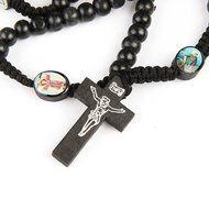2 X pieces Unique Wooden Beads Rosary Catholic Necklace Holy Soil Medal &amp; Cross (Brown) N3