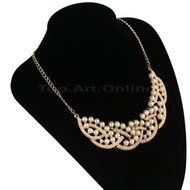 New Hot Design Fashion Pearl Hollowed Golden Choker Bib Collar Necklace Pendant N2
