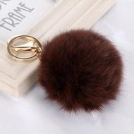 AutumnFall&reg; Rabbit Fur Ball Keychain Bag Plush Car Key Ring Car Key Pendant (Pink) N2