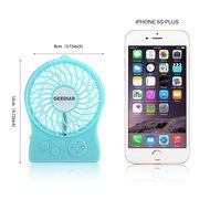 Portable Mini USB Fan GEEDIAR 3 Speed Control Rechargeable Table Desk Fan with LED light White N12