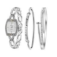 AutumnFall Women&#039;s Swarovski Crystal Accented Gold-Tone and Black Bangle Watch with Bracelet Set (609GB) N11