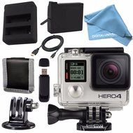 GoPro HERO4 Silver + Rechargeable Battery + Dual Battery Charger + Case for GoPro HERO4 and GoPro Accessories...