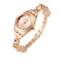 AutumnFall Women&#039;s Swarovski Crystal Accented Gold-Tone and Black Bangle Watch with Bracelet Set (609GB) N13