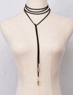Retro Women Jewelry Gothic Black Velvet Choker Necklace Long Chain Leaf Pendant