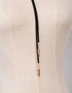 Retro Women Jewelry Gothic Black Velvet Choker Necklace Long Chain Leaf Pendant N2