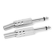 6.35mm Microphone Input Audio Output Plug Silver N4