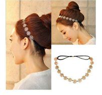 Fashion Lovely Metallic Lady Hollow Rose Flower Elastic Hair Band Headband 1 PC N2