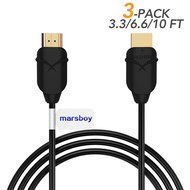 High Speed HDMI Cable - 3 Pack Gold Plated HDMI Cables (3.3ft + 6.6ft + 10ft) Newest v2.0 HDMI Cable with Ethernet...