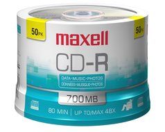 Maxell MAX648250 CD Recordable Media, CD-R, 48x, 700 MB, 50 Pack Spindle N2